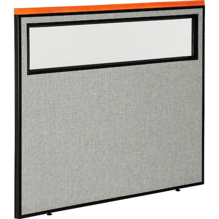 Interion By Global Industrial Interion Deluxe Office Partition Panel with Partial Window, 48-1/4inW x 43-1/2inH, Gray 694759WGY